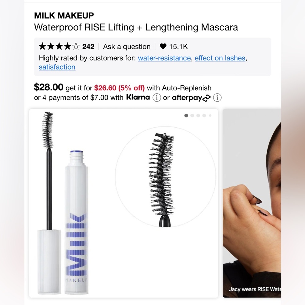 New,MilkMAKEUP RISE MASCARA WATERPROOF LIFTED KVD Beauty Eye Liner CHROMBLACK.55 - Picture 6 of 7